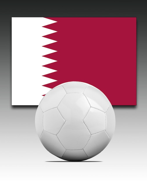 Photo blank soccer ball with qatar national team flag