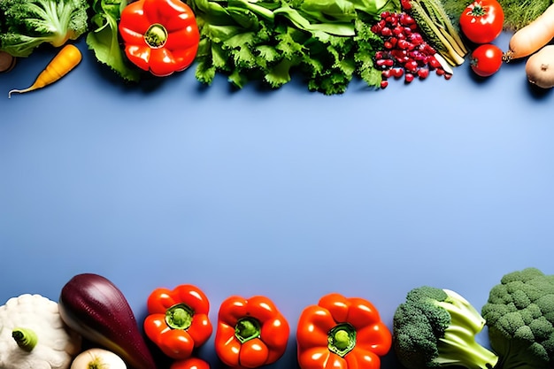 Blank space for text with Vegetables surrounding color background