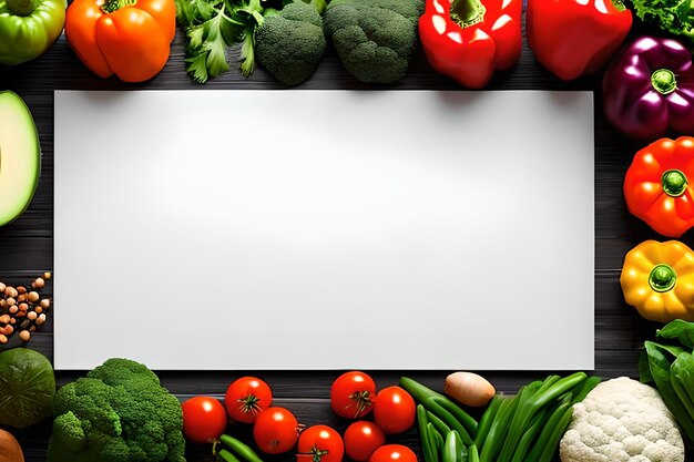 背景色を囲む野菜のテキスト用の空白スペース