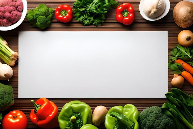 Blank space for text with Vegetables surrounding color background