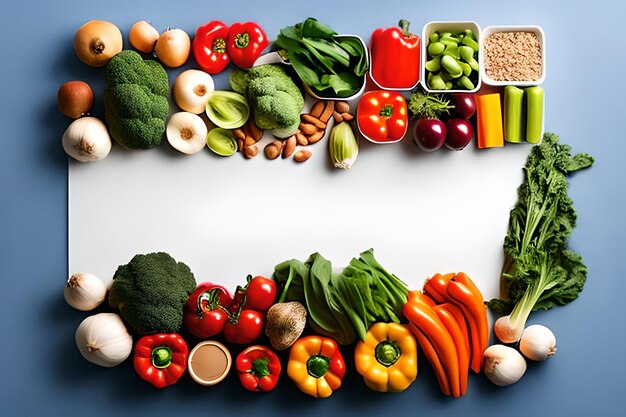 Blank space for text with Vegetables surrounding color background