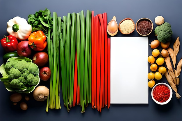 Blank space for text with Vegetables surrounding color background