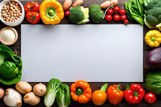 Blank space for text with Vegetables surrounding color background