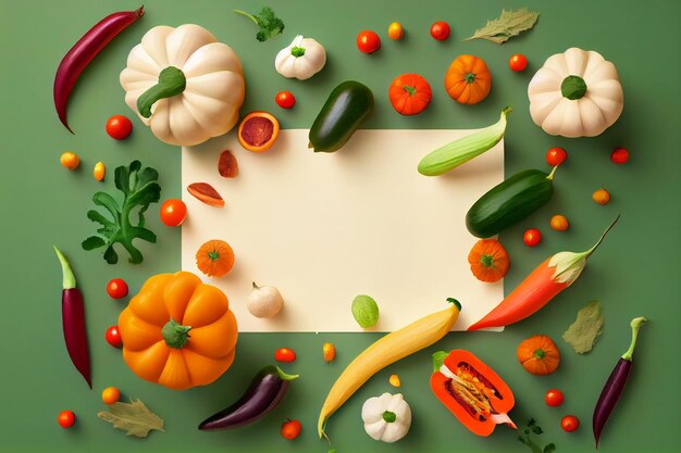 Blank space for text with vegetables surrounding