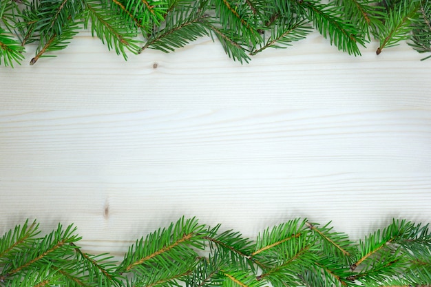 Blank space on wood with pine needles