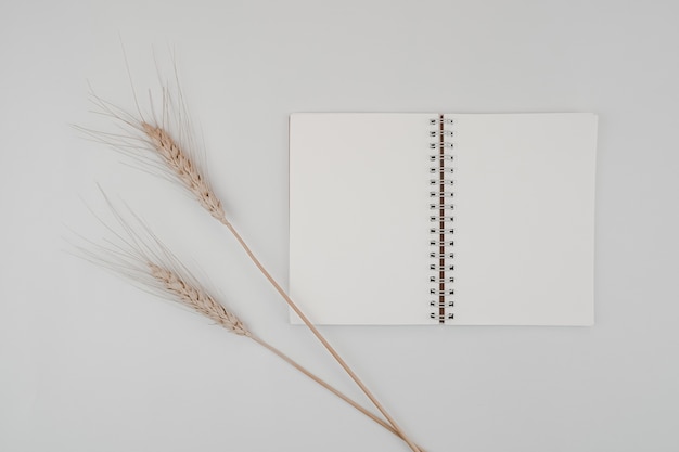 Blank spiral bound sketchbook with Barley dry flower