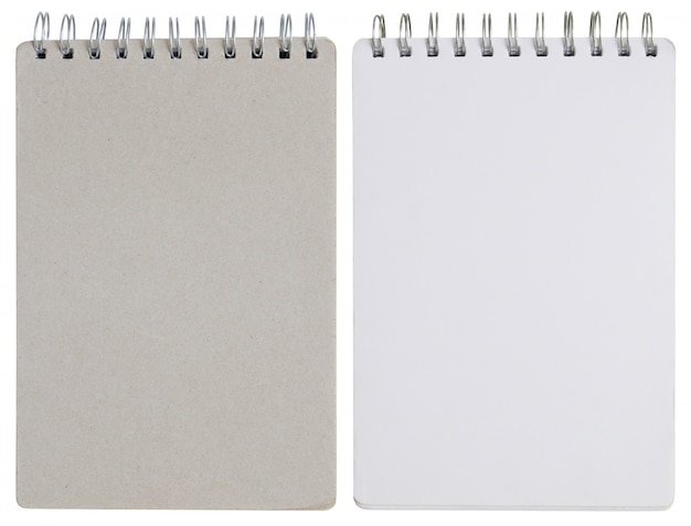 blank spiral notebook isolated on white with clipping path