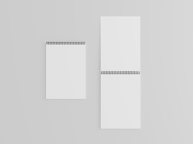 Blank spring note mockup A realistic set of white notepad sheets