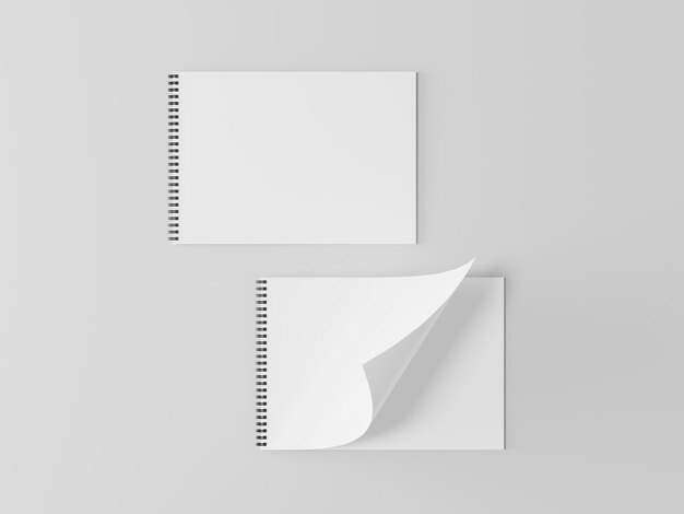 Blank spring note mockup A realistic set of white notepad sheets