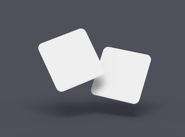 Blank square cards for design presentation 3d rendering