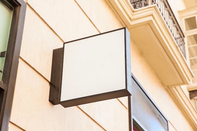 Blank square shop sign