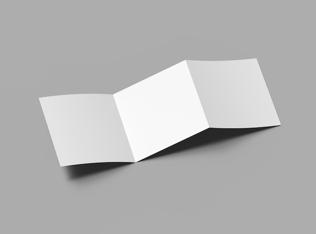 Blank square Zfold brochure 3d render to present your design