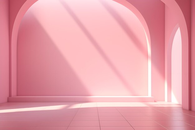 blank stage for display of presentation product with pink wall room AI generate