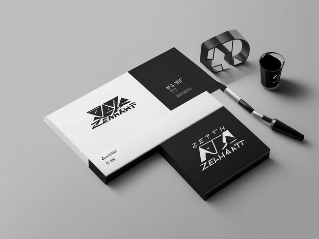 Blank stationnaire en corporate identity sjabloon op donkere houten achtergrond mockup voor branding ide