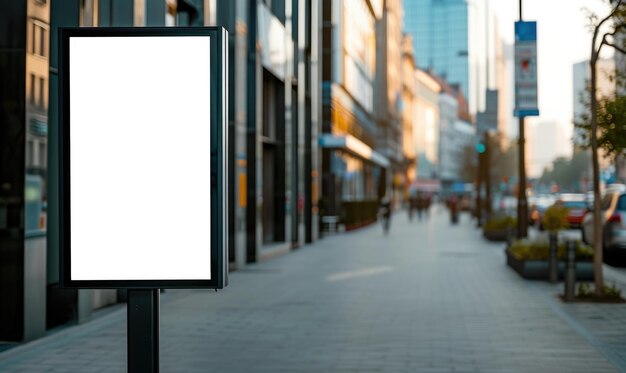 Foto blank straat billboard op stadsstraat mock up van verticale reclame stand in de straat