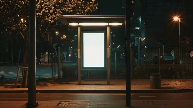 Photo blank street billboard at the bus stop generative ai