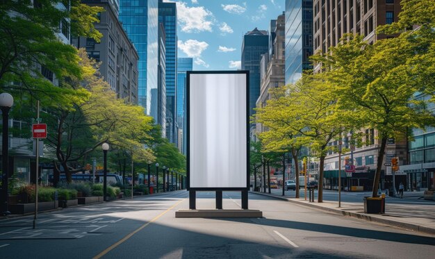 Photo blank street billboard on city street mock up of vertical advertising stand in the street