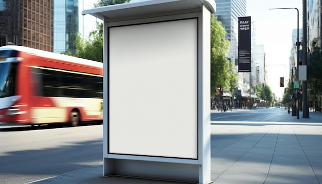 Blank street billboard poster stand on city background generative ai