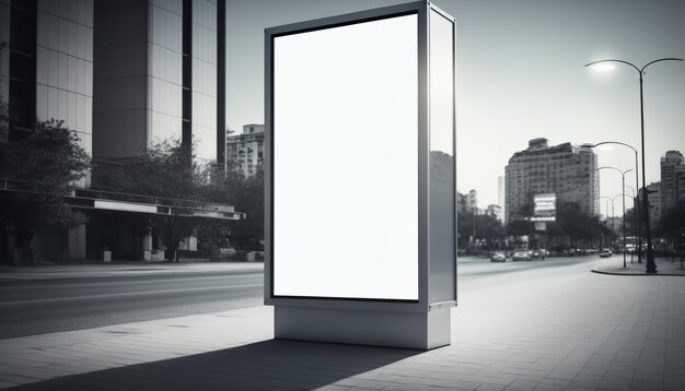 Blank street billboard poster stand on city background generative ai