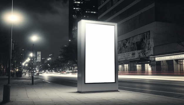 Blank street billboard poster stand on city background generative ai