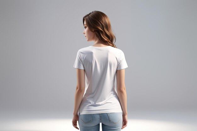 blank t shirt 3d illustration of a women's plain white tshirt