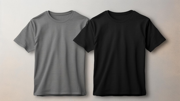 blank t shirt and black t shirt on gray background