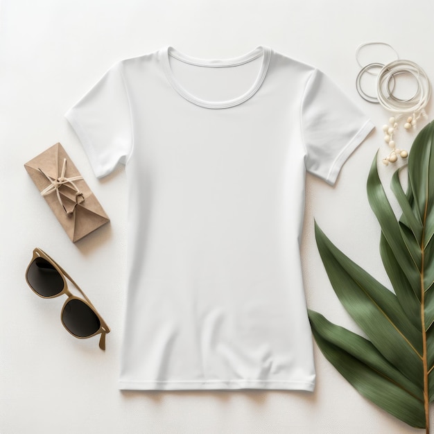 Photo blank t shirt mockup template blank shirt top view background with composition frame ai generative