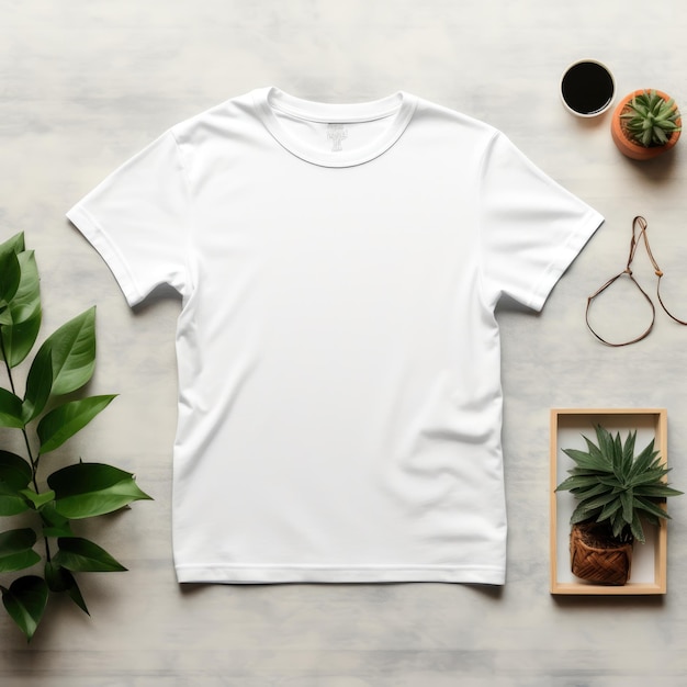 Blank t shirt mockup Template blank shirt top view background with composition frame AI Generative