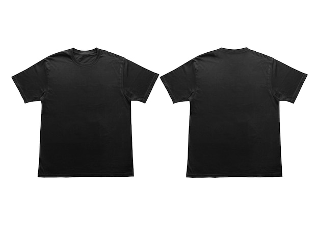 Blank t-shirt zwarte sjabloon voor- en achterbeeld op schone achtergrond Short Sleeve mockup