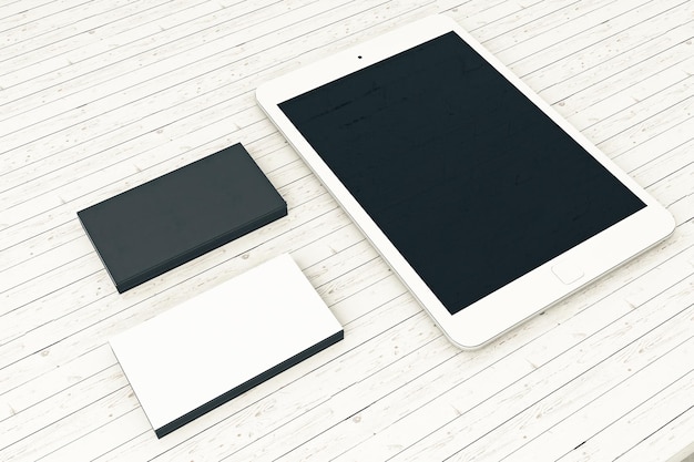 Blank tablet and business cards