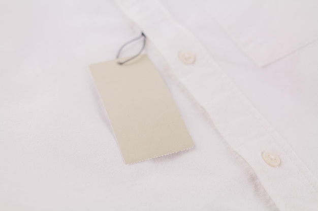 Blank tag for price on white shirt