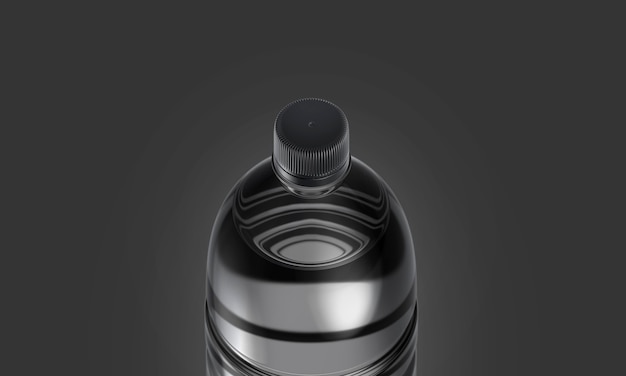 Blank transparent plastic bottle with black cap