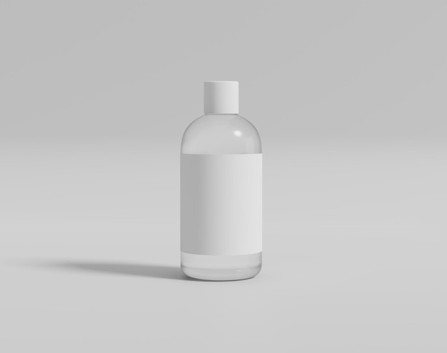 The blank transparent water bottle in the empty background, 3d rendering, 3d illustration