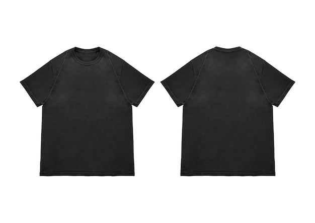 空のTシャツ 黒のテンプレート 前と後ろの景色はきれいな背景で ショートスリーブモックアップ