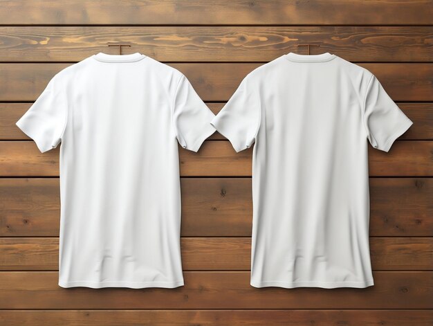 Foto modello di maglietta bianca con vista posteriore e vista anteriore