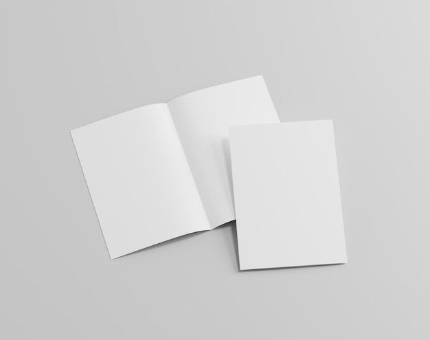 Photo blank twoleaf fold paper on the empty background a4 brochure two fold leaflet 3d rendering 3d i