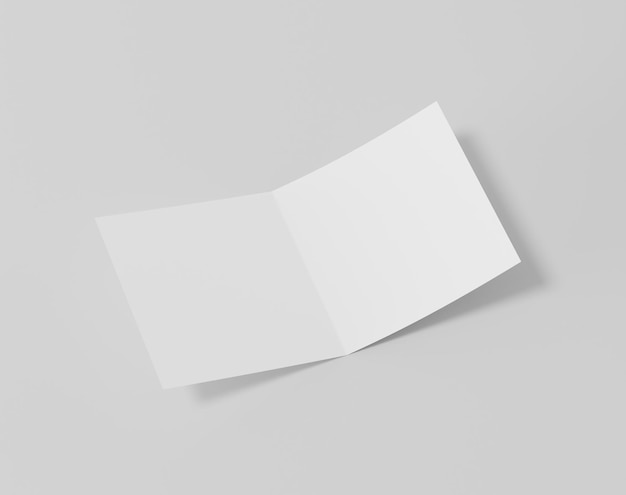 Blank twoleaf fold paper on the empty background square brochure two fold leaflet 3d rendering