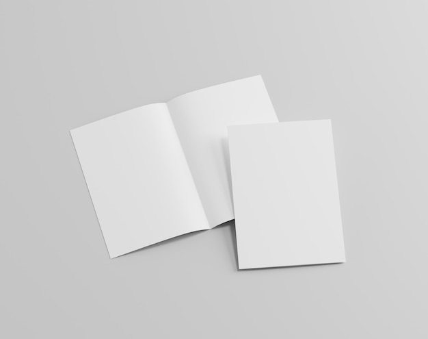 写真 空の背景に空白の2枚折り紙a4パンフレット2枚折りリーフレット3dレンダリング3di