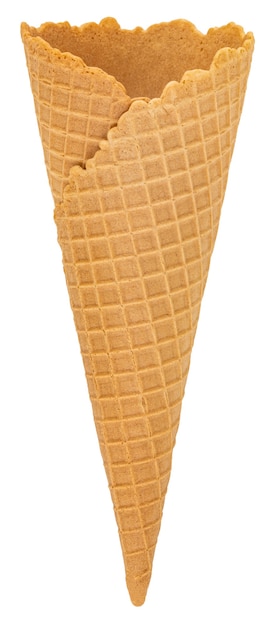 Blank waffle ice cream cone isolated on white.