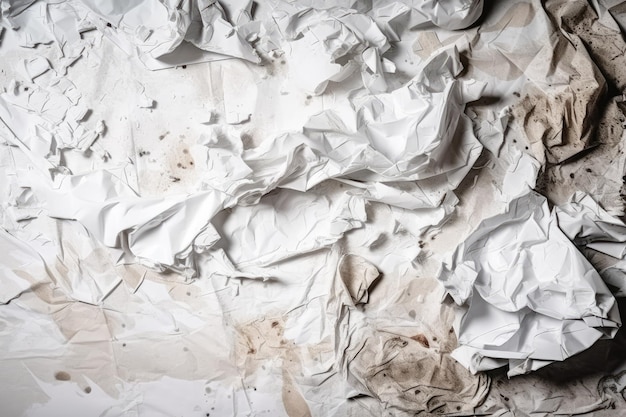 Blank wall covered in white paper sheets Generative AI