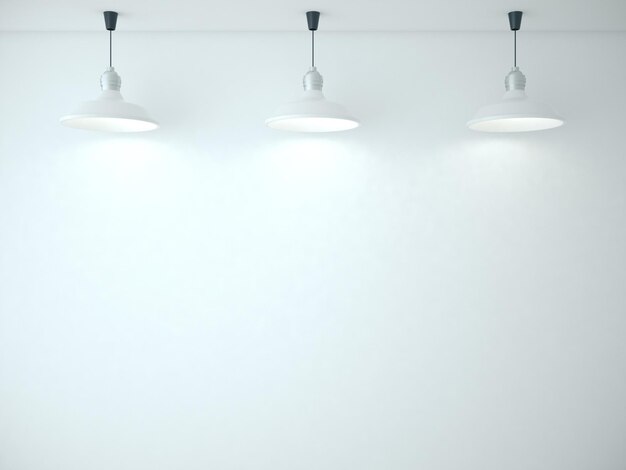 Blank wall with ceiling lamp