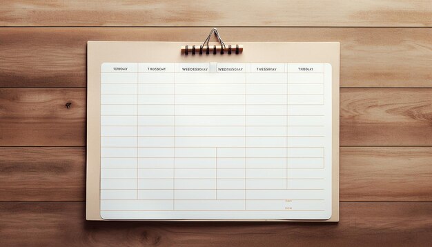 Photo a blank weekly calendar