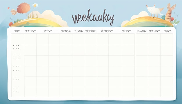 a blank weekly calendar