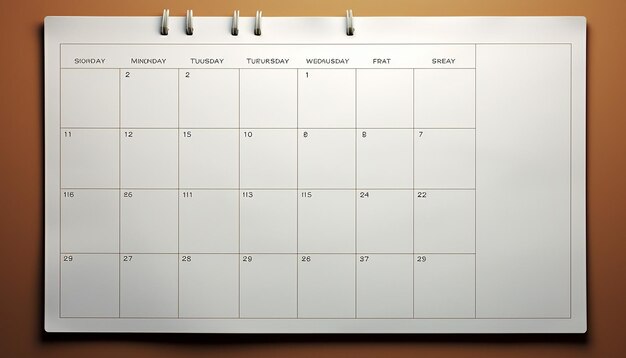 Photo a blank weekly calendar