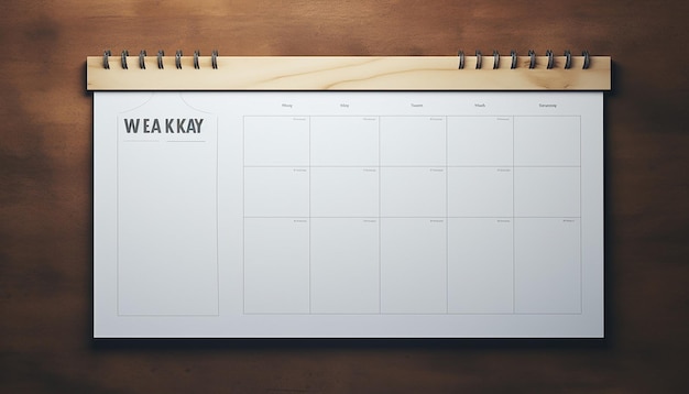 Photo a blank weekly calendar