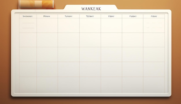 Photo a blank weekly calendar