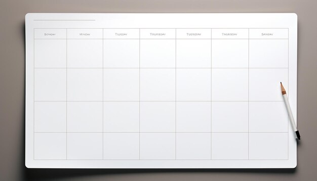 Photo a blank weekly calendar