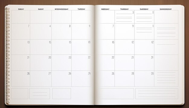 Photo a blank weekly calendar