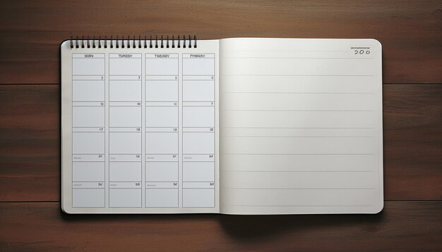 Photo a blank weekly calendar