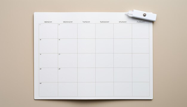 Photo a blank weekly calendar